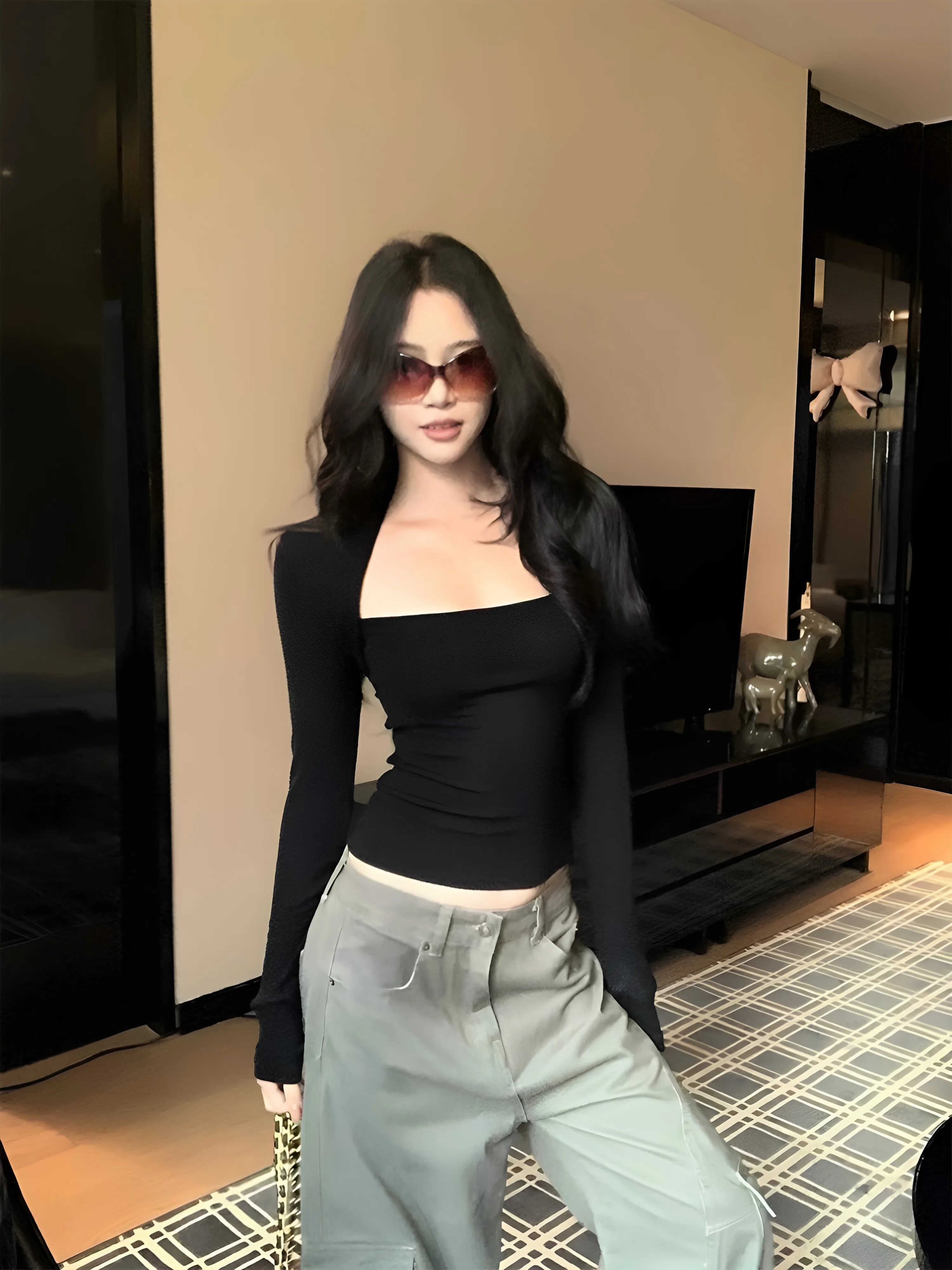 Spring Autumn 2026 Women's Slim Fit Long Sleeve T-Shirt Square Collar Base Shirt Sexy Shoulder Level Top Commute Style Korean...