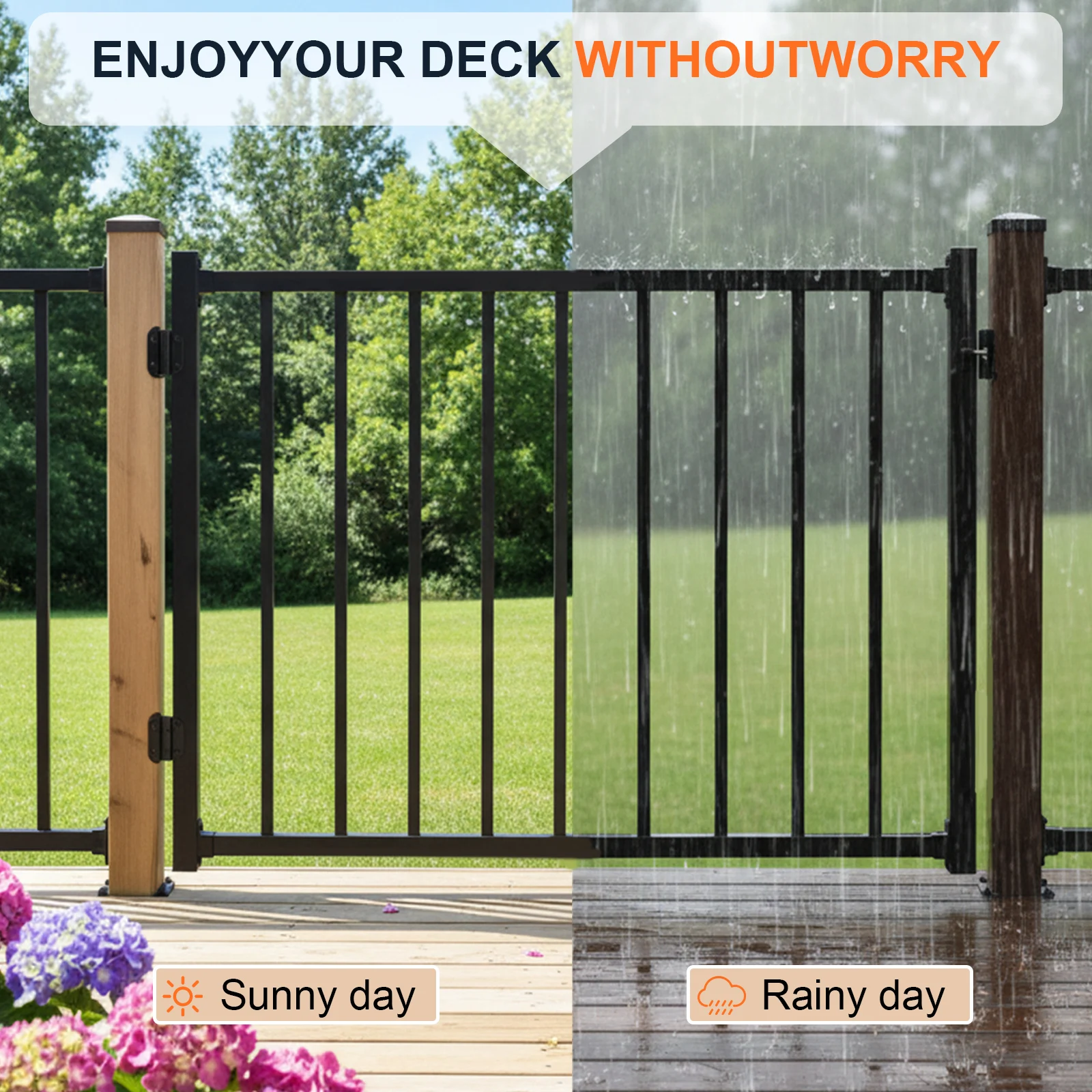 

Outdoor Terrace Doors with Latch & Auto-Closing Hinge Perimeter Walls Fence Gate Lightweight Rust Proof for Stairs & Doorways