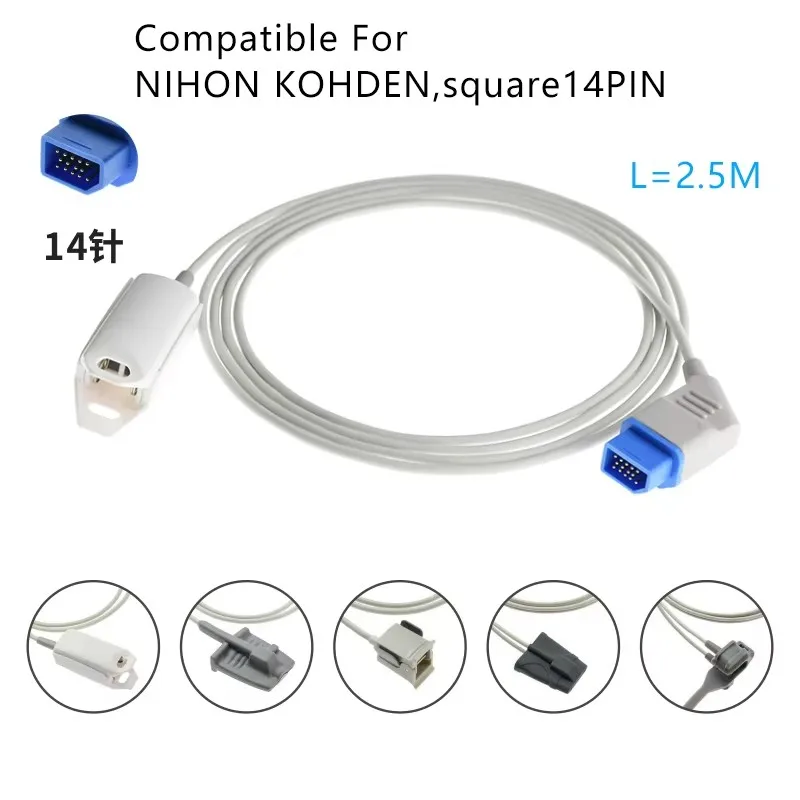EMSLIFE Compatible Oxygen Spo2 Sensor Adapter Cable for NIHON KOHDEN P225F SVM-7501 7521 7503 7523 Monitor Medical Consumables