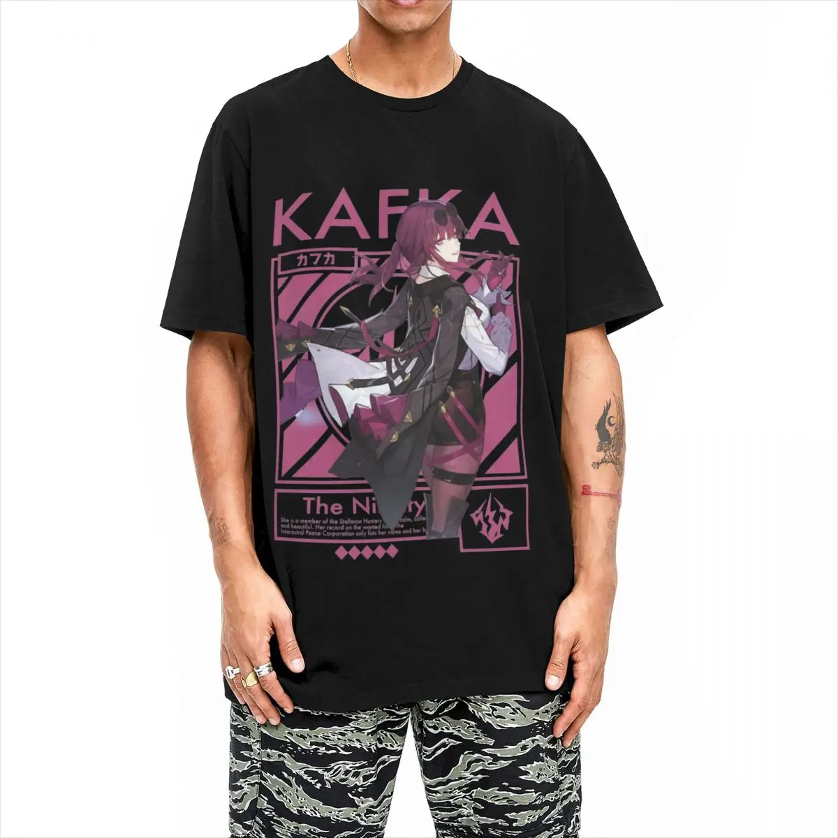 Hip Hop Honkai Star Rail KAFKA Tshirts Men Cotton Short Sleeve Round Neck Summer Tops Shirts