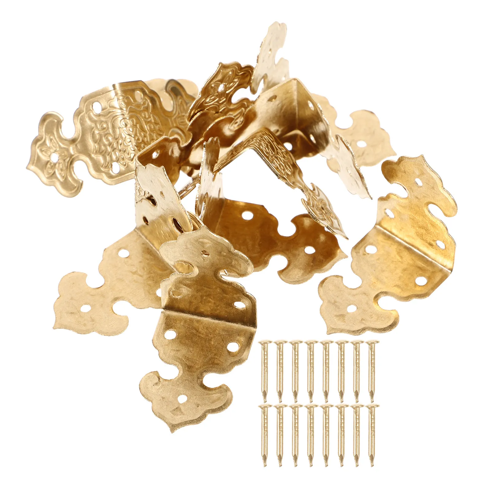 1Set Brass Box Corner Protectors Gold Metal Corner Guards for Jewelry Boxes Wooden Cases Vintage Furniture Decorative