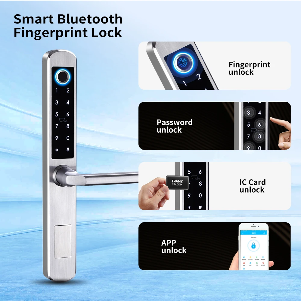 304 Stainless steel Smart Aluminum door lock 4585 3085 FingerPrint tuya ttlock card Pincode Keypad Smart Door Lock of Grill Door