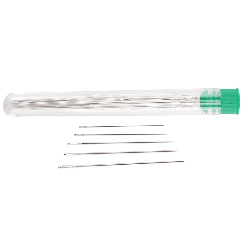 25 Large Eye Stitching Needles - 5 Sizes Big Eye Hand Sewing Needles In Clear Storage Tube For Stitching, And Crafting