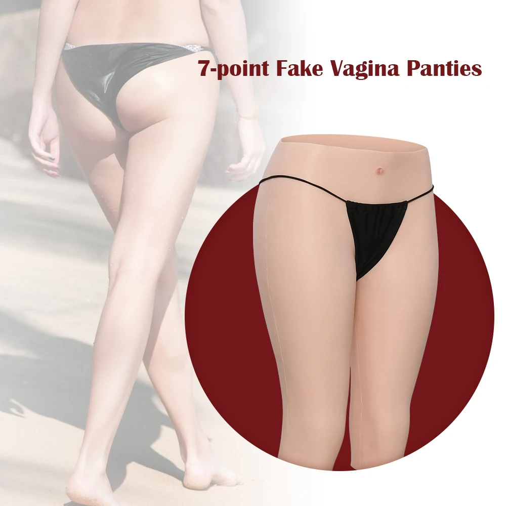 KOOMIHO 7-Point Silicone Realistic Vagina Panties Crossdresser Fake Sexy Pussy Underwear Transgender Drag Queen Shemale Toy 1G