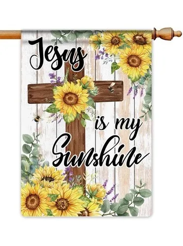 Jesus Is My Sunshine Large Outdoor 28 x 40 Flag (Sunflowers) Religious Flag EYY IIX SSL