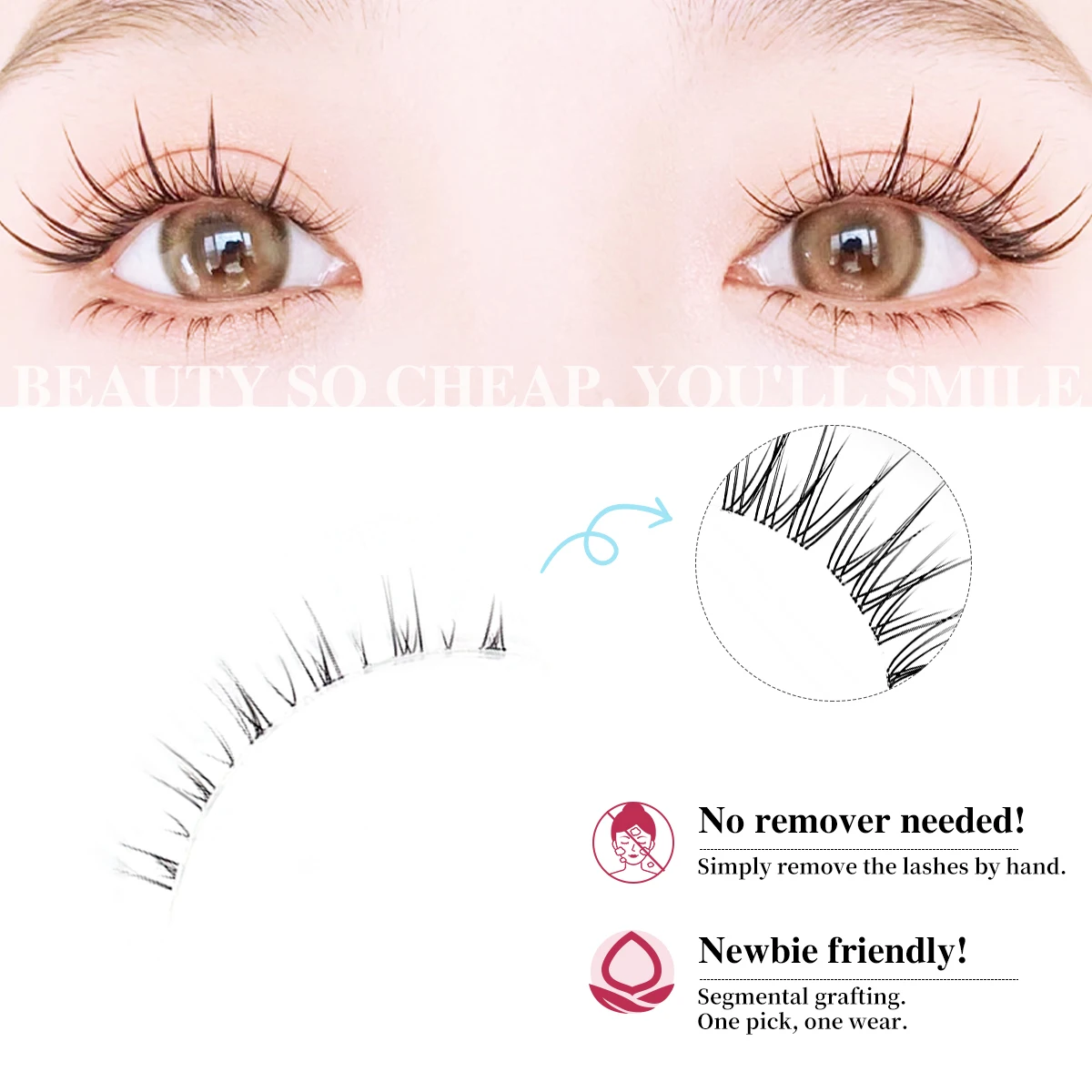 5 paar W33 wimpers volledige stripwimpers C krul transparante band fishtail wimpers manga wimpers gemakkelijk voor beginners natuurlijk