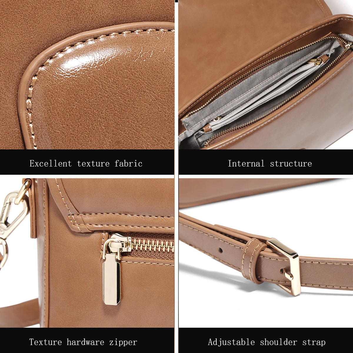 Split Leather Women's Crossbody Bag - Retro Flap Shoulder Purse