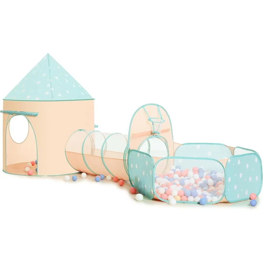 Tente de jeu pour filles et garçons, 3 pièces, avec fosse à balles, Tunnel de ramper, tentes de princesse pour tout-petits, maison de jeu du monde spatial pour bébés, jouets pour garçons