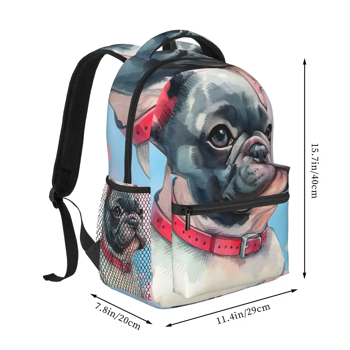 Cherry Blossom And French Bulldog Print Backpack Student Boys Girls BookBag School Bag Computer Shoulder Bags for Men Women