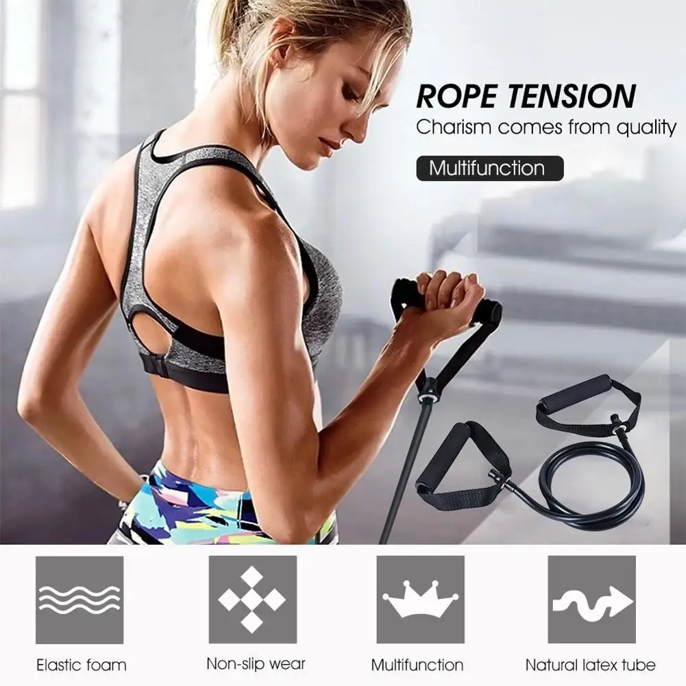 5 Levels Yoga Pull Rope TPE Resistance Bands with Handles Elastic Fitness Exercise Tube Band for Home Workout Strength Training