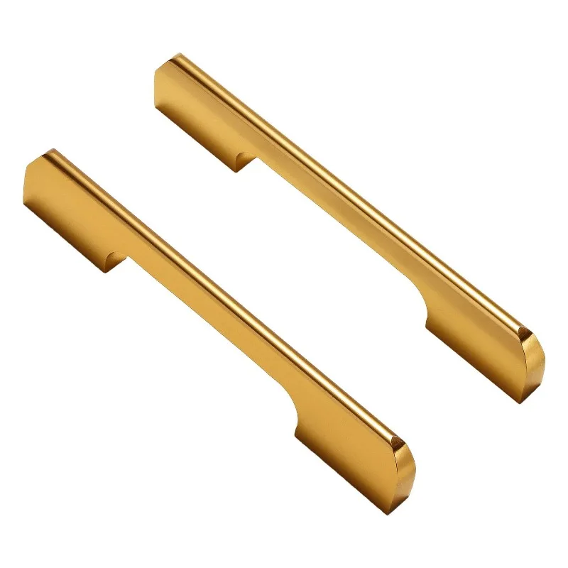 Gold simple solid copper natural handle Nordic light luxury drawer cabinet door furniture hardware space aluminum handle