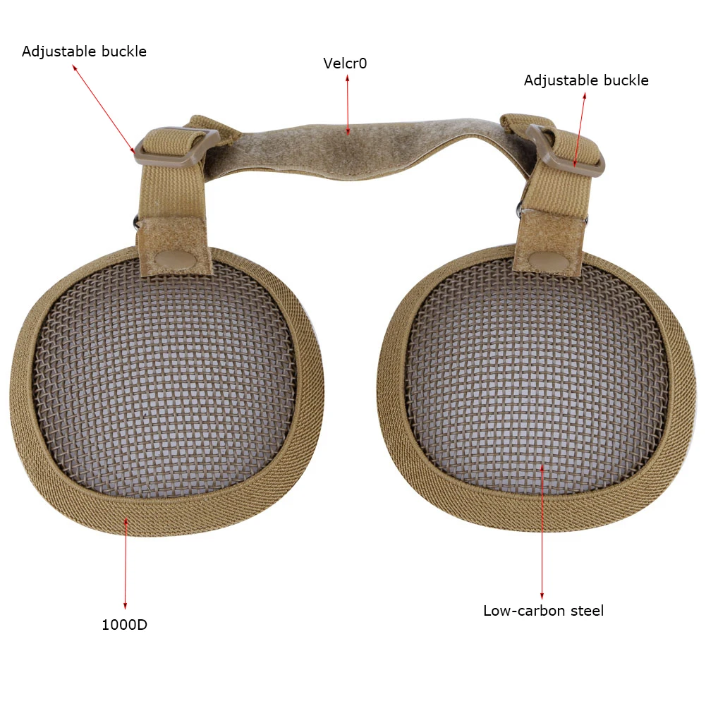 Tactical Steel Mesh Ear Protector for FAST Helmet, Airsoft Field Equipment Ear Protection Cover for Most Fast Helmets