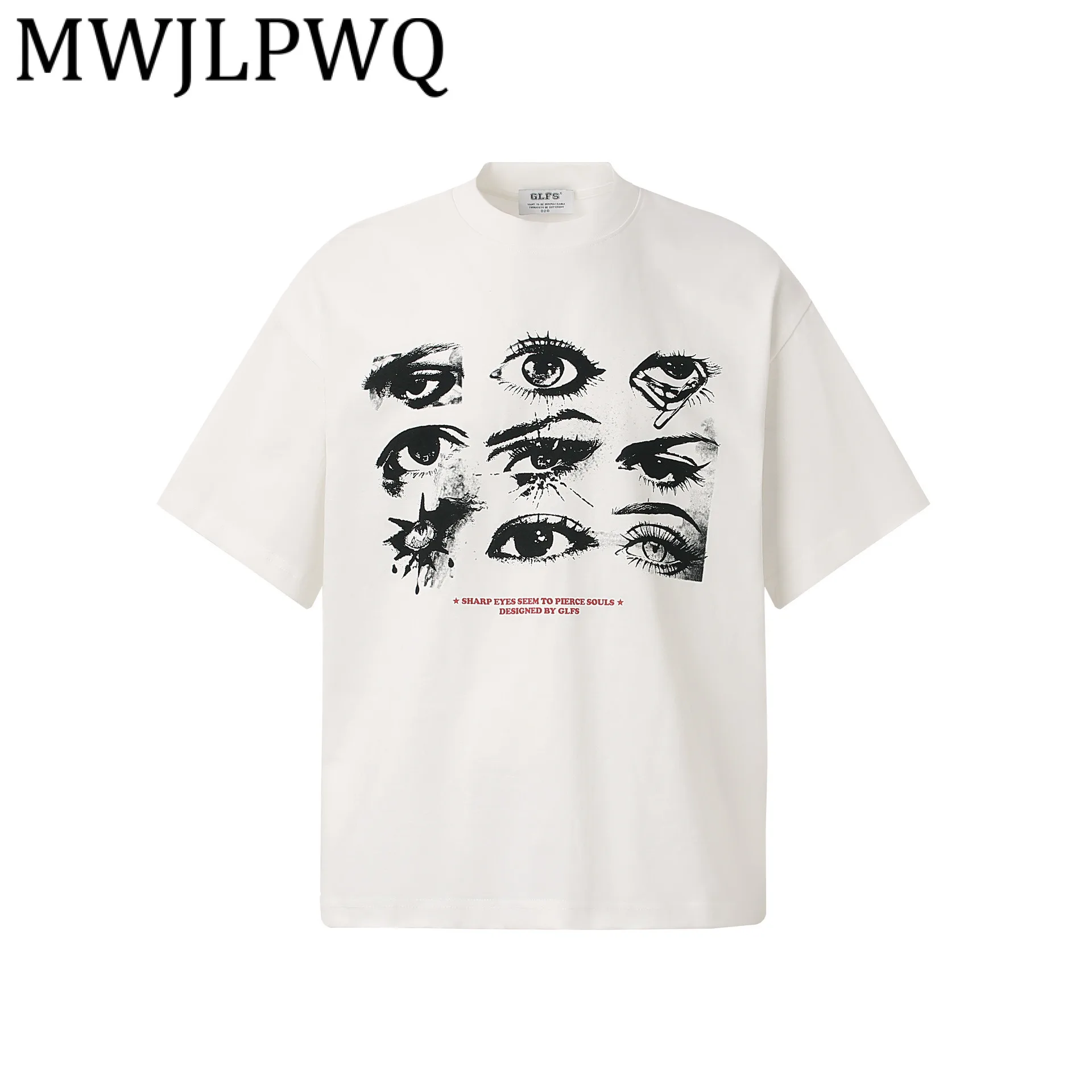 

MWJLPWQ Американская уличная футболка с короткими рукавами и принтом, мужская простая свободная повседневная футболка с круглым воротником, модные летние топы 2023 г. 12560