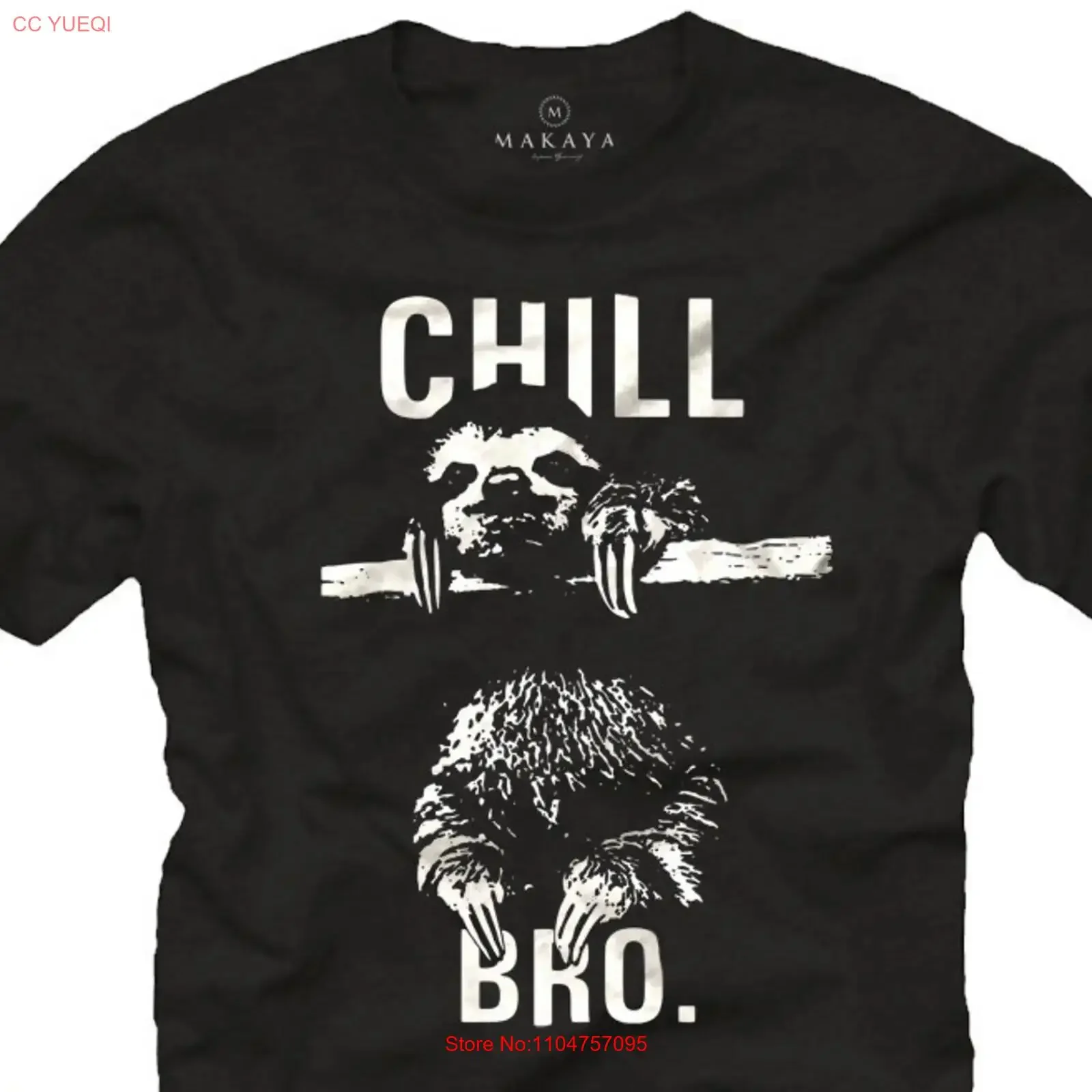 Funny Sloth T Shirt Chill Bro Natural Born Chiller black Geek Gamer Nerd s vintage Washed Soft designer clothes