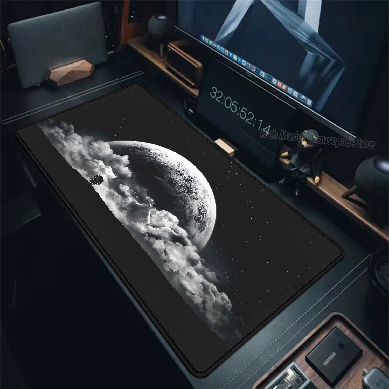 Large Cartoon Cute Girls Black White Mouse Pad Anime Pretty Girl Tablemat XL E-sports Desk Mat Office Keyboard Extended Mousepad