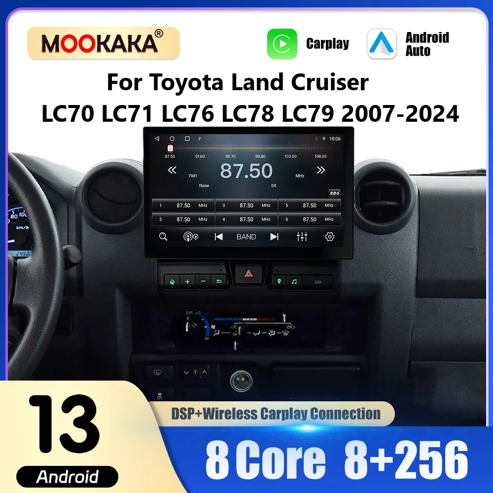 11.6Inch Android 13 Car Radio For Toyota Land Cruiser LC70 LC71 LC76 LC78 LC79 2007-2024 Multimedia Player Stereo Carplay Video