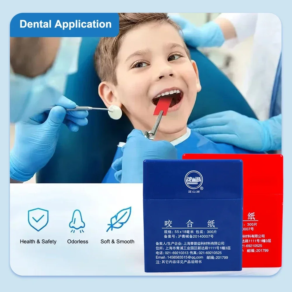 300 Uds Dental 55*18mm tiras de papel articuladas rojo azul odontología Material de blanqueamiento Dental herramientas dentales