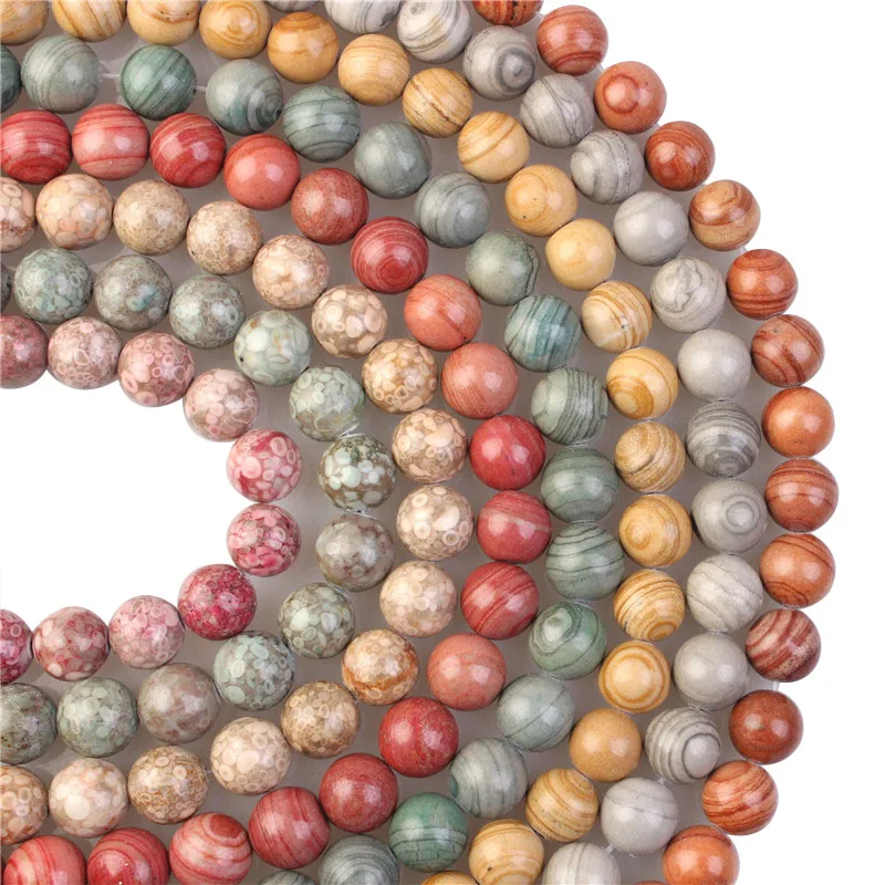 4mm 6mm 8mm 10mm Glatte Natürliche Korallen Stein Perle Edelstein Runde Lose Perlen 15"