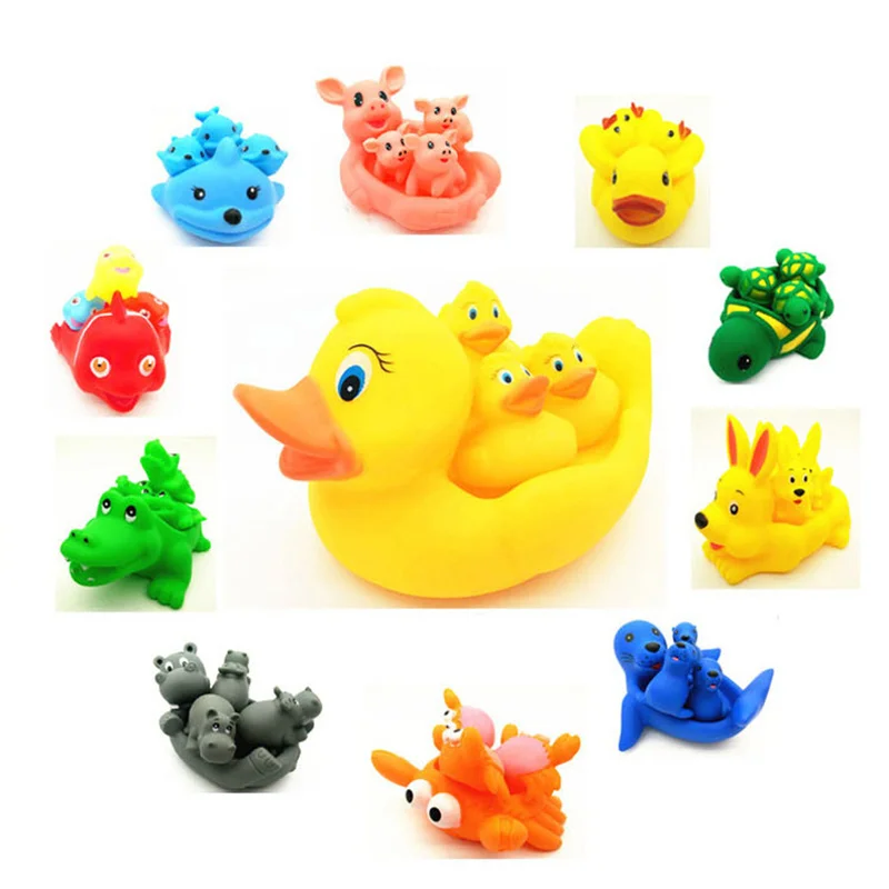 Petit canard jaune avec son de compression, flotteur en caoutchouc souple, jeu de bain DLIGHTPlay, cadeaux amusants, jouet pour enfants, anniversaire de bébé, mignon