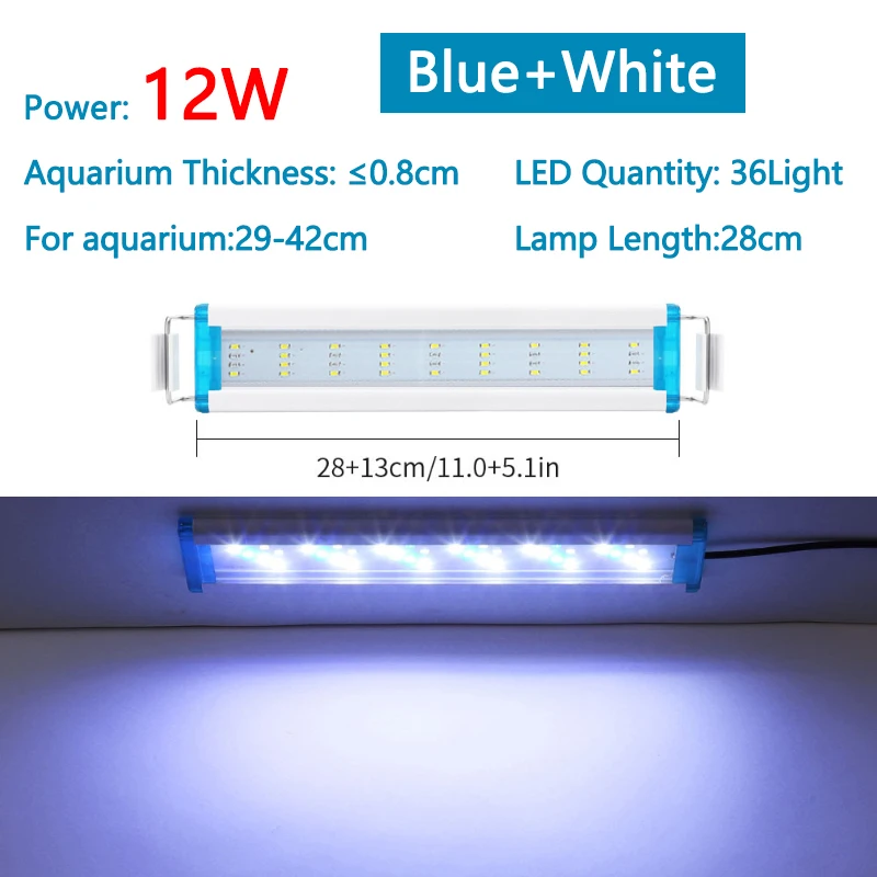 Uitbreidbare Waterdichte Clip op Lamp Voor Aquarium Super Slim Aquarium Waterplant Groeien Aquarium LED Licht 18-58cm 220V