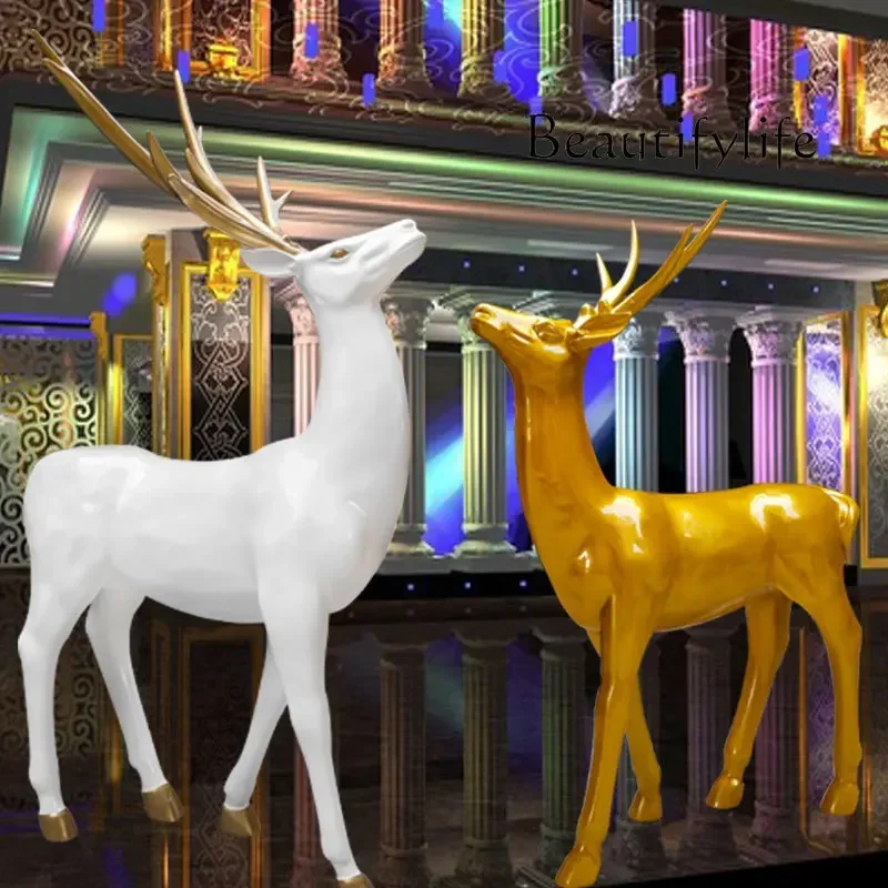 Glass Steel Craftwork Hotel Fortune Deer Decoration Decorative Creative Home Resin Floor Sculpture