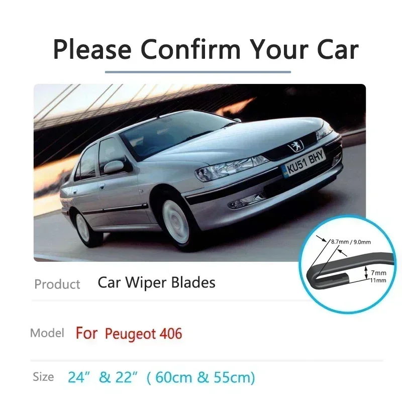 

For Peugeot 406 1995 1996 1997 1998 1999 2000 2001 2002 2003 2004 Windshield Windscreen Brushes Washer Car Front Wiper Blades