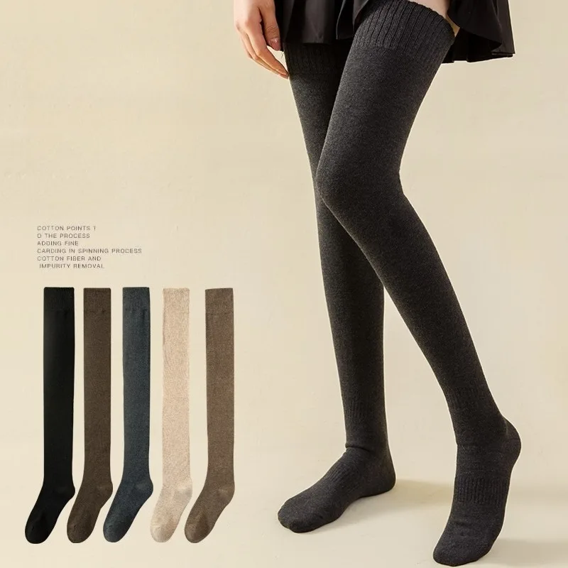

1 Pair Thigh-High Stockings Warm Grip Over-the-Knee Long Socks Woman Knit Knee High Socks Black Thick Socks for Women Hosiery