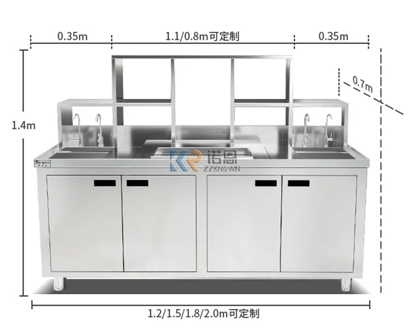 Stainless Steel Milk Bubble Worktable Refrigerator Ice Cream Freezer Worktable Milk Tea Shop Counter Bar Customized