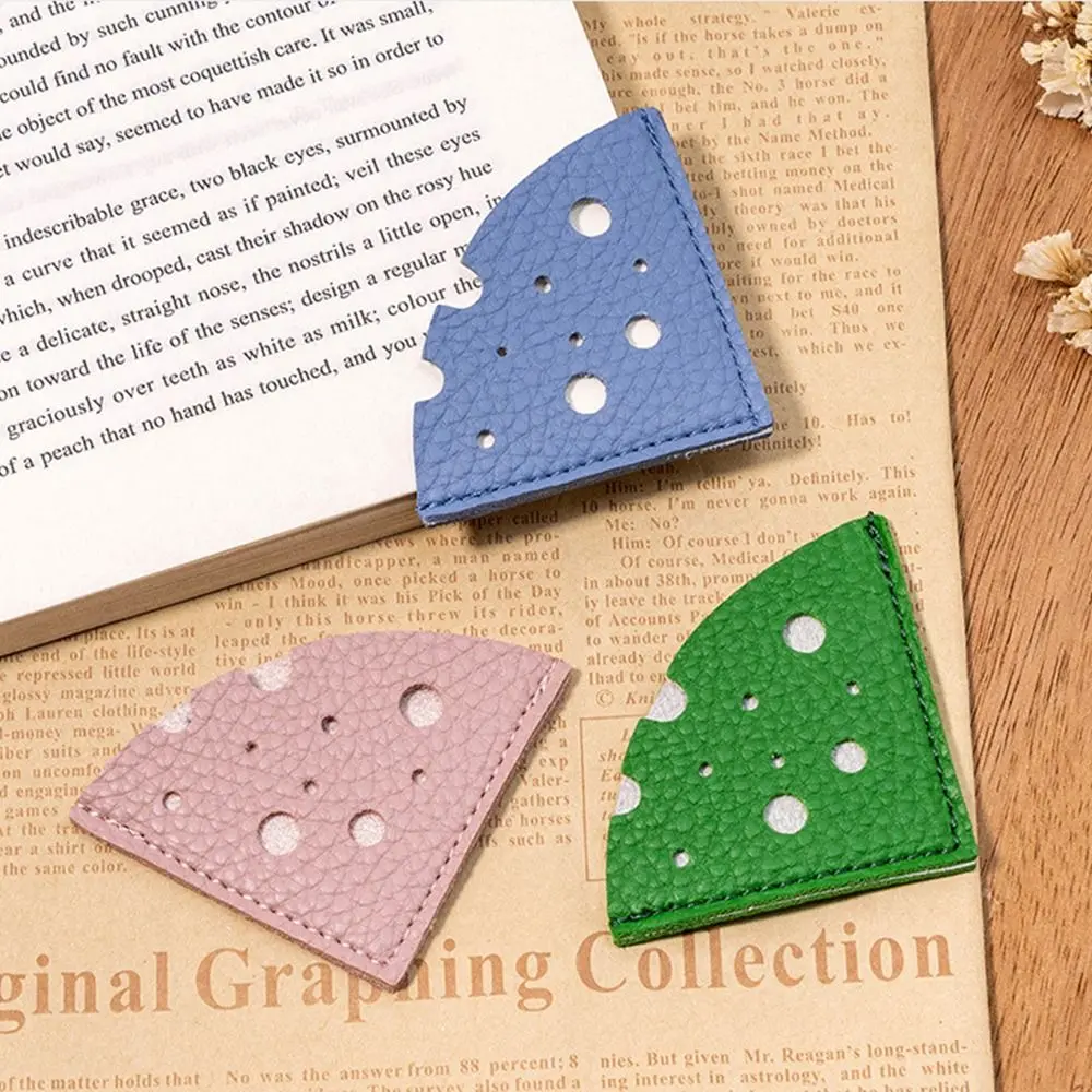 Pagination Mark Cheese Shape Bookmark Multi-color PU Leather Book Reading Sorter Handcrated Reading Bookmark Book Paginator