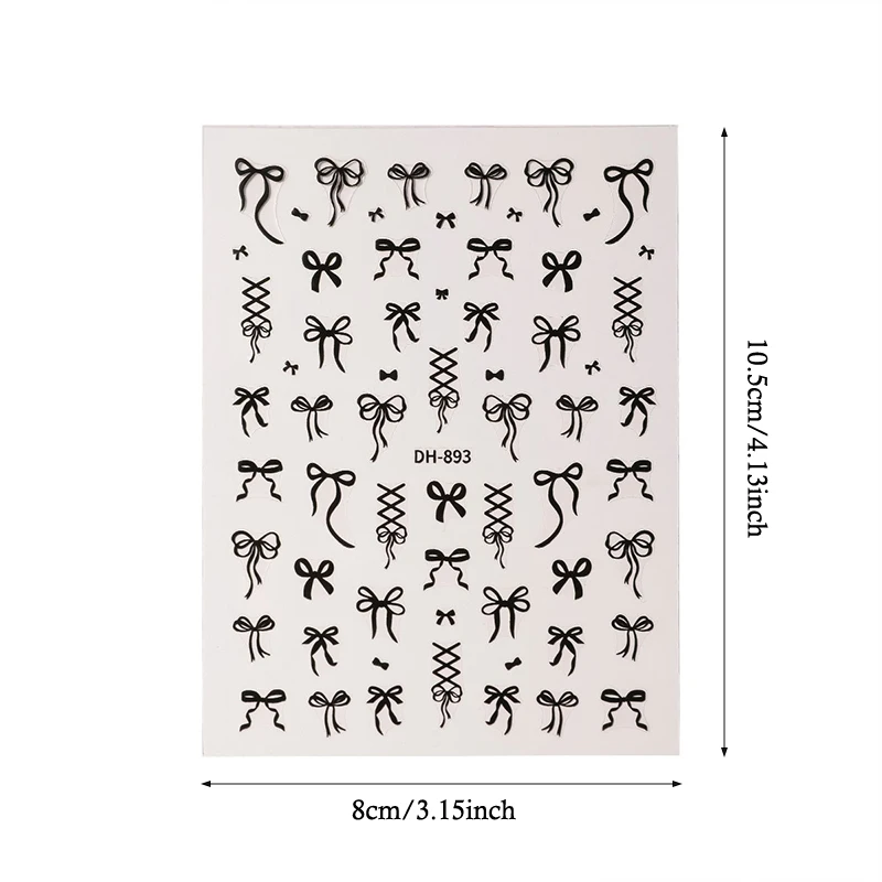 1 ورقة Bowknot والشريط مسمار ملصقات Kawaii ربطة القوس فيونكة ذاتية اللصق مسمار ملصقات فنية DIY بها بنفسك مانيكير ديكور Bowknots ملصق #6