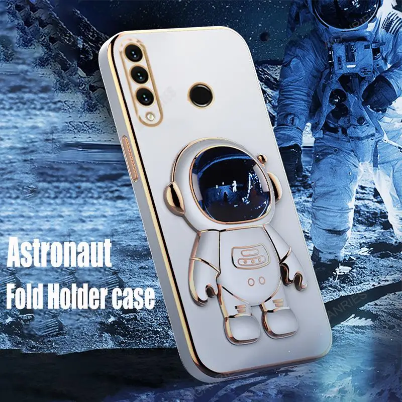 P30lite Astronaut Holder Luxury Plating Case For Huawei P30 Lite P20 P40 Pro P Smart Z Plus Silicone Stand Cover Honor 20s 10i