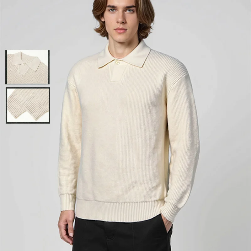 

Утолщенный ретро-стиль ​ ​ Мужской вязаный свитер с воротником «Чайка» — синий (овсяный/бежевый/черный/зеленый) S-XL, осень-зима 2021, новые старые деньги