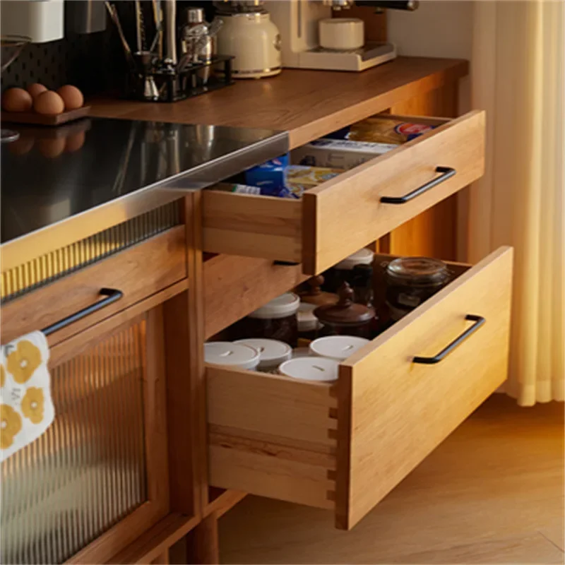 Wooden head dining side cabinet, cherry wood Nordic solid wood dining room locker, kitchen cupboard integrated against the wall