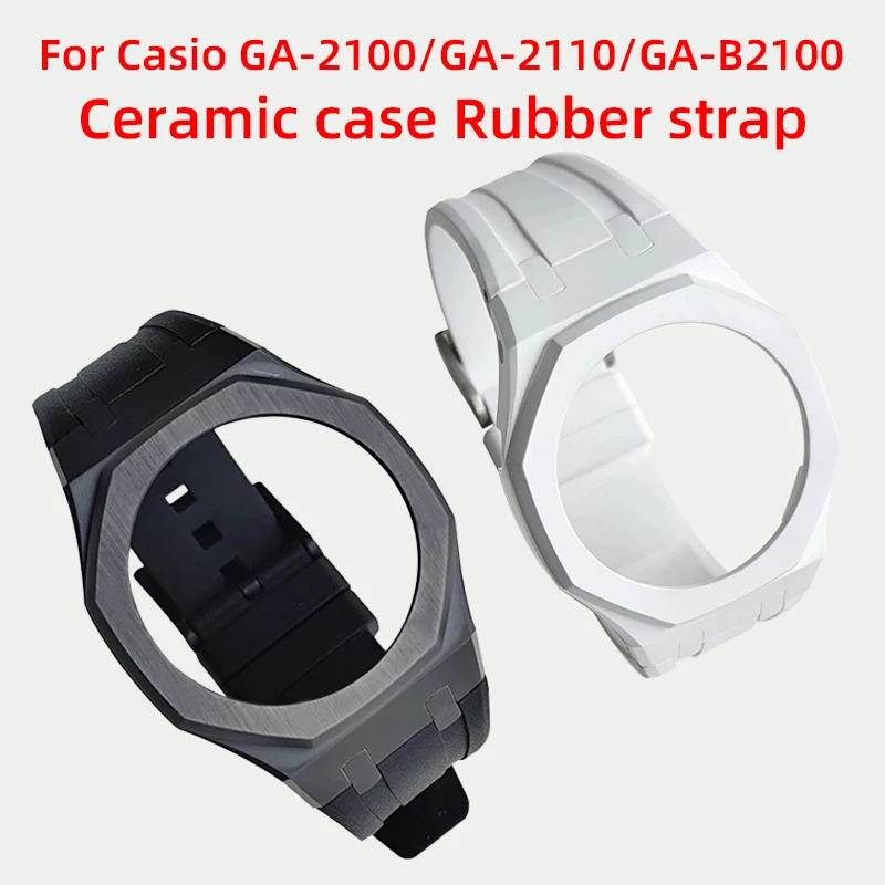 GA2100 ชุดปรับเปลี่ยนสําหรับ Casio G-SHOCK GA-2100 GA-2110 GA-B2100 เซรามิค fluororubber ผู้ชายนาฬิกาสร้อยข้อมือ