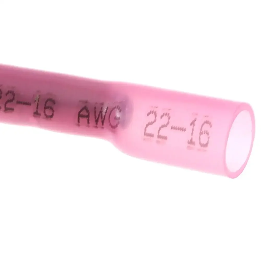 100 sztuk wodoodporne żeńskie złącza widełkowe 22-16 Gauge izolowane uszczelnienie złącza przewodów termokurczliwe czerwone zaciski zaciskane na tył — zdjęcie 4