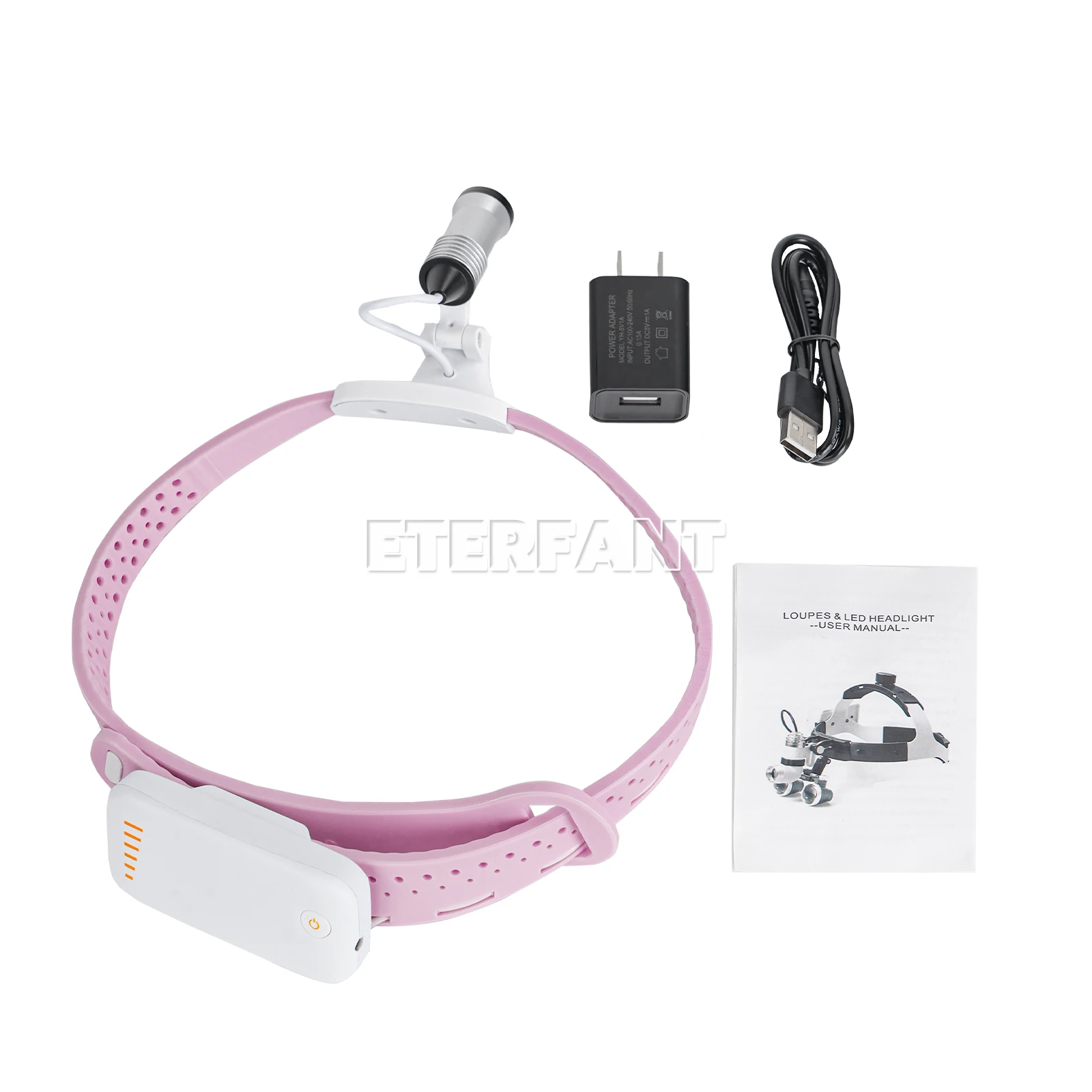 ETERFANT كشافات أمامية محمولة خفيفة الوزن من السيليكون لجراحة الأسنان الطبية 5 وات LED وردي/أخضر/أزرق قابل للتعديل