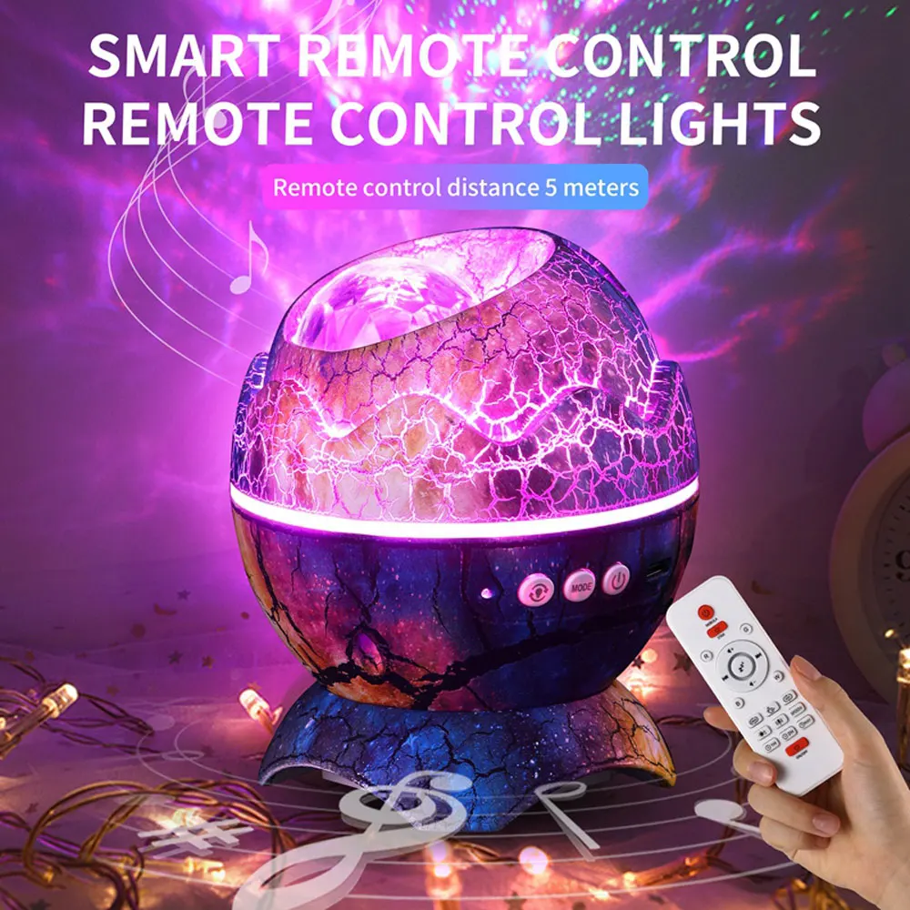 Crack Dinosaur Egg Bluetooth Starry Sky Projection Light Indoor Water Ripple Laser Portable Light Speaker Atmosphere Nightlight