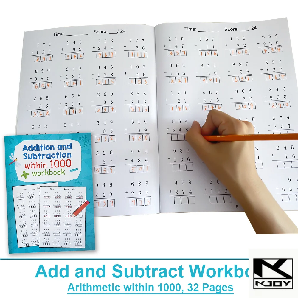 

kkjoy 1000 Range Arithmetic Book Math Practice for Grade 1-4 Students