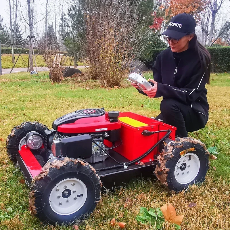 Cortador de grama com controle remoto de partida elétrica personalizado Mini cortador de grama robô Rc com acessórios para arado de neve