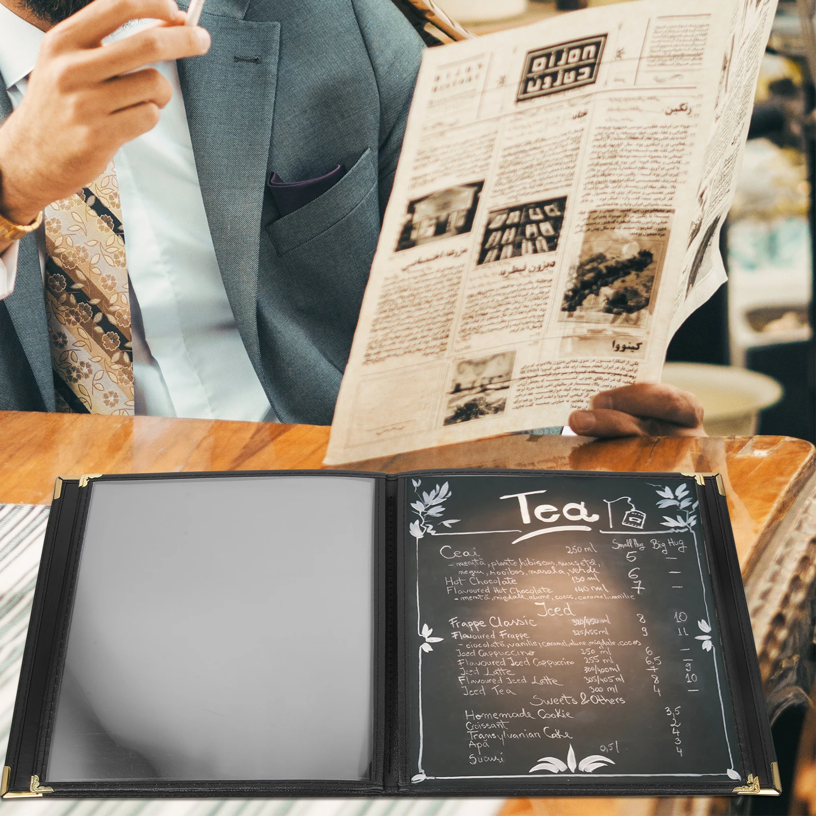 

Menu Sleeve Transparent PVC Cover Perfect for Restaurant Hotel Cafe Bar Protective Menu Holder Display Organizer