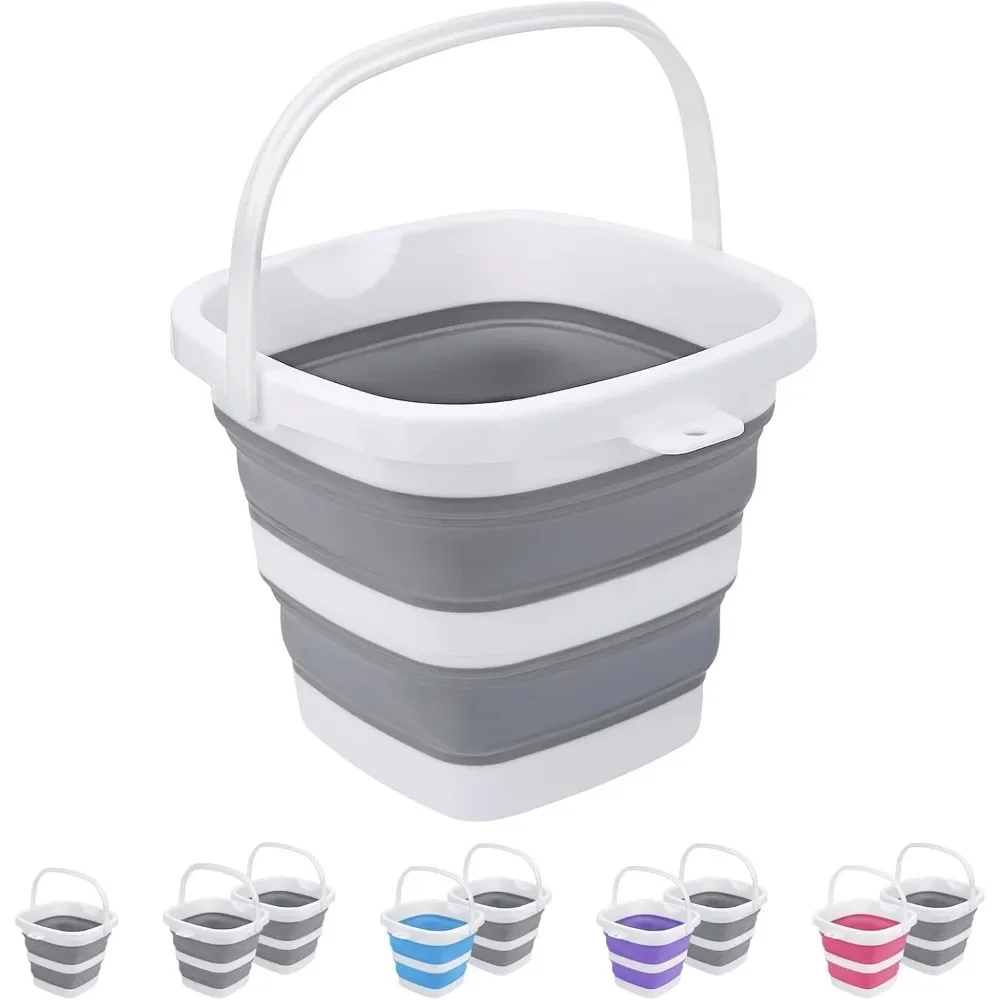 Collapsible Bucket 5L Small for Household Outdoor Car Washing Tub Plastic Foldable Portable Camping Beach Sand Water Pot Pail