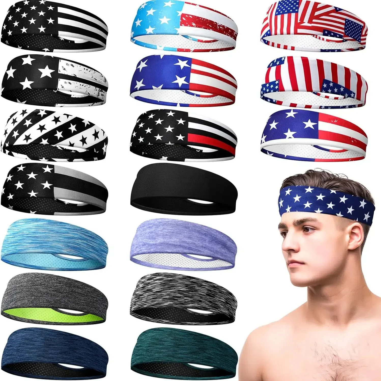 Men Women Sports Headband Sweatband Stretch Elastic Gym Fitness Running Yoga Headwrap Breathable Quick-dry Absorbent Hair Bands