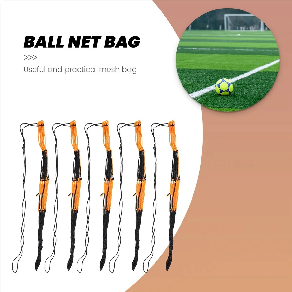5PCS Nylon Net Bag Ball Carrier for 1 Volleyball Basketball Football Soccer-AT35