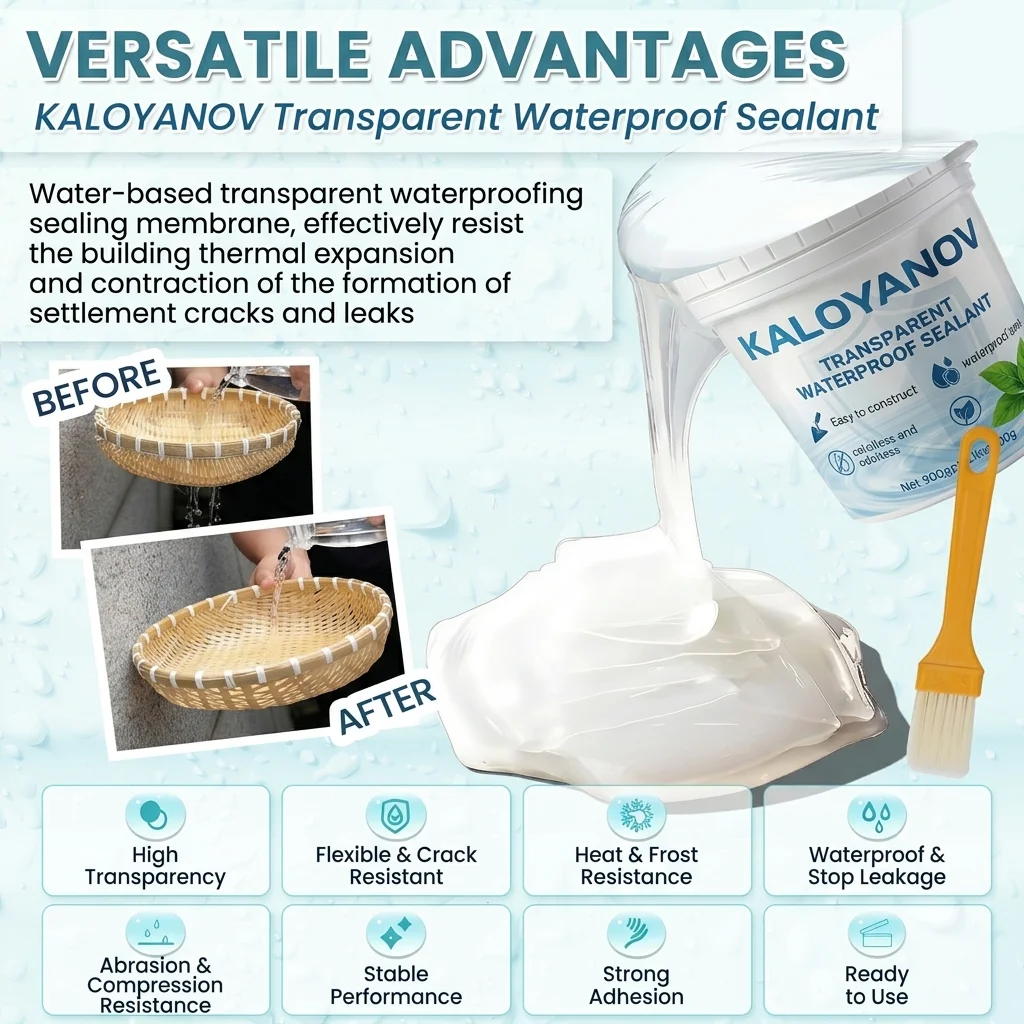 Transparent Waterproof Sealant with Brush Invisible Anti-Leak Agent Repair Coating Glue for Bathroom Roof Wall Window Tile Paste