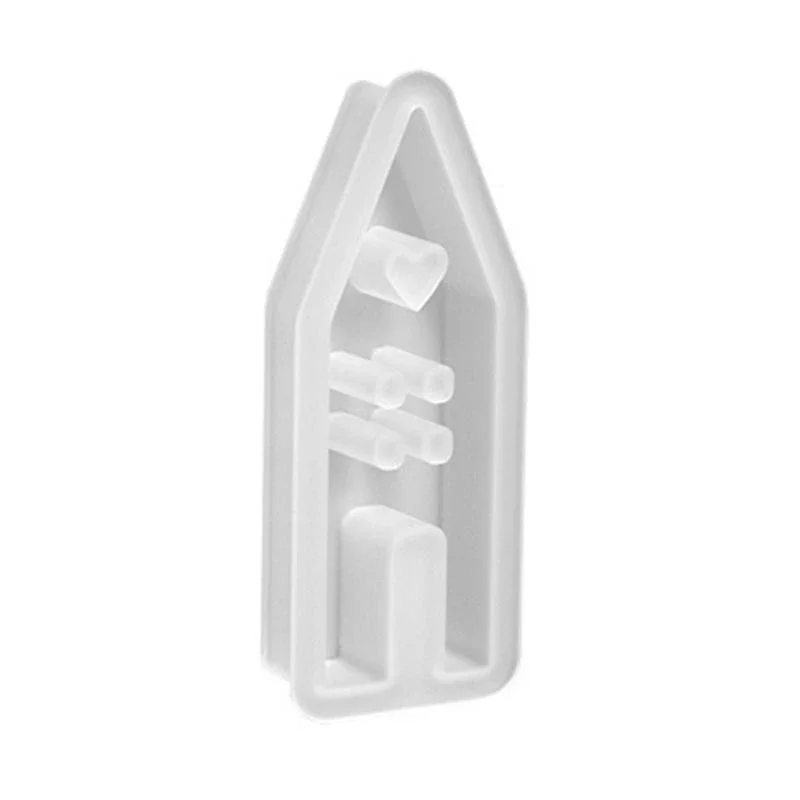 1 Set (4Pcs Small Heart House Mold +1Pc Round Tray Mold), Resin Gypsum Candle Silicone Mold, Christmas Easter Home Decor