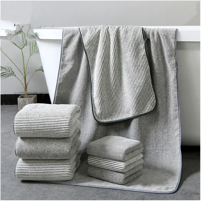 Bamboo Charcoal Coral Velvet Bath Towel For Adult Soft Absorbent Bamboo Carbon Fiber Household Bathroom Towel Sets SPORTS grey