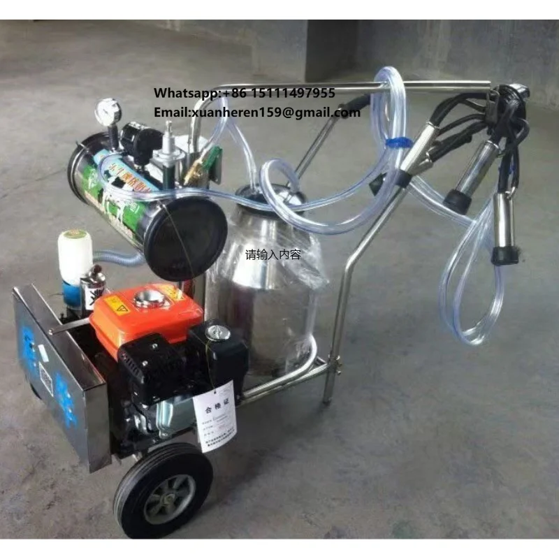 Gasline Cow Milking Machine With Vacuum Pump single or Double Bucket for Goats Horse