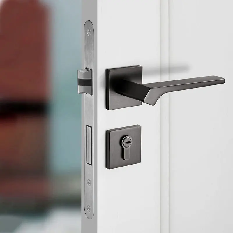 Factory direct sales European luxury zinc alloy silent gray door handle bedroom indoor door handle