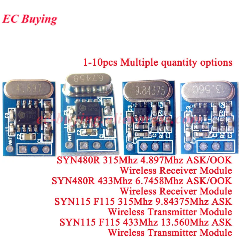 1-10 pces yn115 yn480r f115 315mhz 433mhz placa de módulo transmissor receptor sem fio ask/ook 6.7458 13.560mhz oscilador de cristal