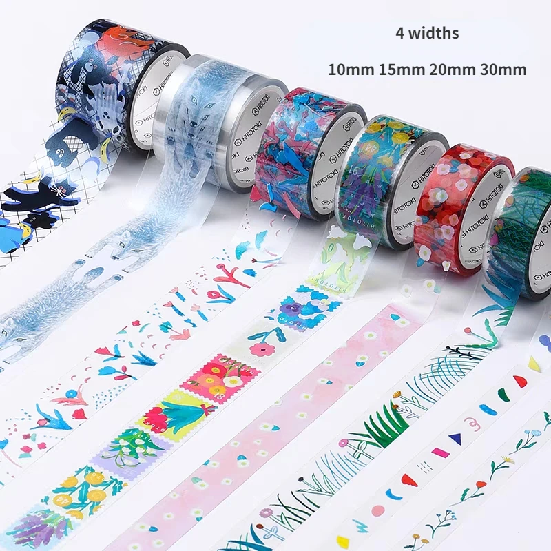 Japan Kingjim SODA Series Masking Tape Hand-account Tape Color Transparent PET Decorative Small Pattern Creative Art Stickers